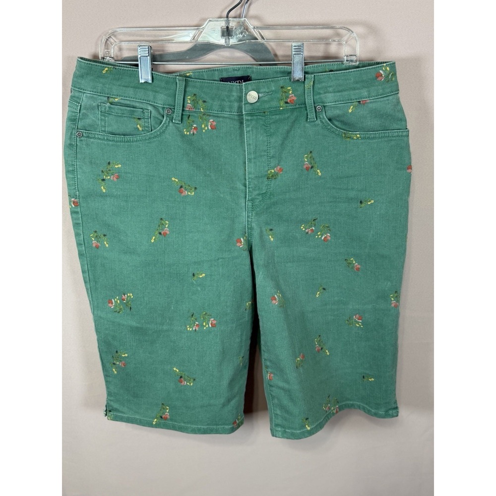 NYDJ Women's Green Floral Cropped Jeans 5-Pocket Pockets Regular Size 14